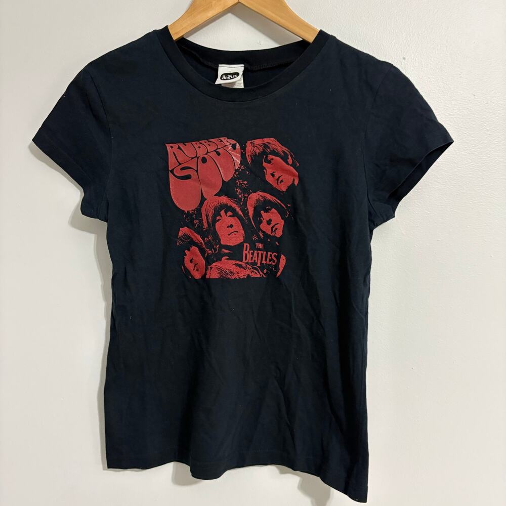 Y2K The Beatles Graphic T-Shirt Band Tag Medium Women's Black Tee